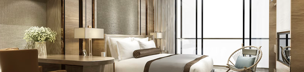 Luxurious hotel room with modern design